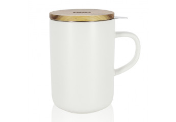 White mug with filter 16 oz