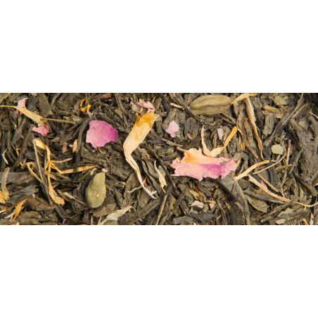 Thé vert bio en vrac vanille rose cardamome