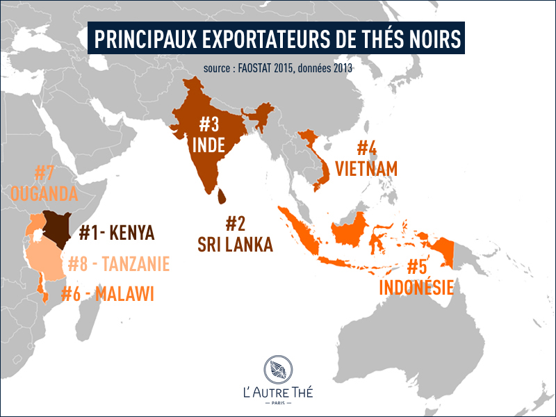 Principaux pays exportateurs de thés noirs