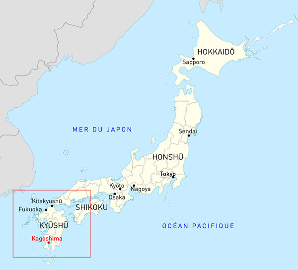 Localisation de Kagoshima au Japon